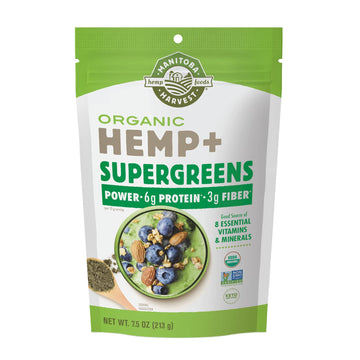 Manitoba Harvest Organic Hemp & Supergreens Powder, 7.5 Oz – Green Superfood Powder With 6G Of Protein, 3G Of Fiber Per Serving – Vegan, Non-Gmo Project Verified - Packaging May Vary