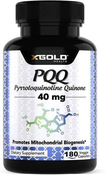 X Gold Health Pqq Supplement 40Mg - 180 Veggie Capsules | Pyrroloquinoline Quinone Supplement | 99,7%+ Highly Purified And Bioavailable | Mitochondrial Energy Optimizer | Made In Usa, Non-Gmo