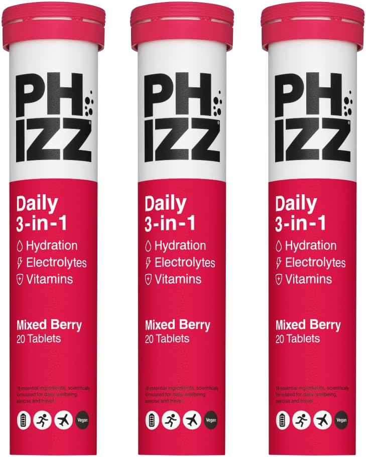 Phizz Electrolytes, Multivitamin & Hydration Effervescent 240 Tablets - 18 Vitamins & Minerals, Vitamin C, Add To Your Water Bottle, Vegan, Vegetarian & Low Calorie (Mixed Berry)