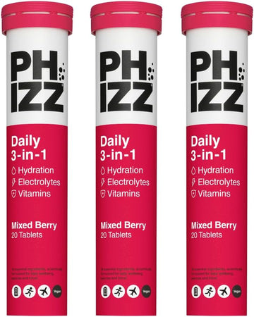 Phizz Electrolytes, Multivitamin & Hydration Effervescent 240 Tablets - 18 Vitamins & Minerals, Vitamin C, Add To Your Water Bottle, Vegan, Vegetarian & Low Calorie (Mixed Berry)