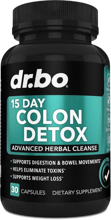 Colon Cleanser Detox For Weight Flush - 15 Day Intestinal Cleanse Pills & Probiotic - Fast Natural Laxative For Constipation Relief - Bowel Movement Supplements For Stomach Bloating, Gut Loss Support