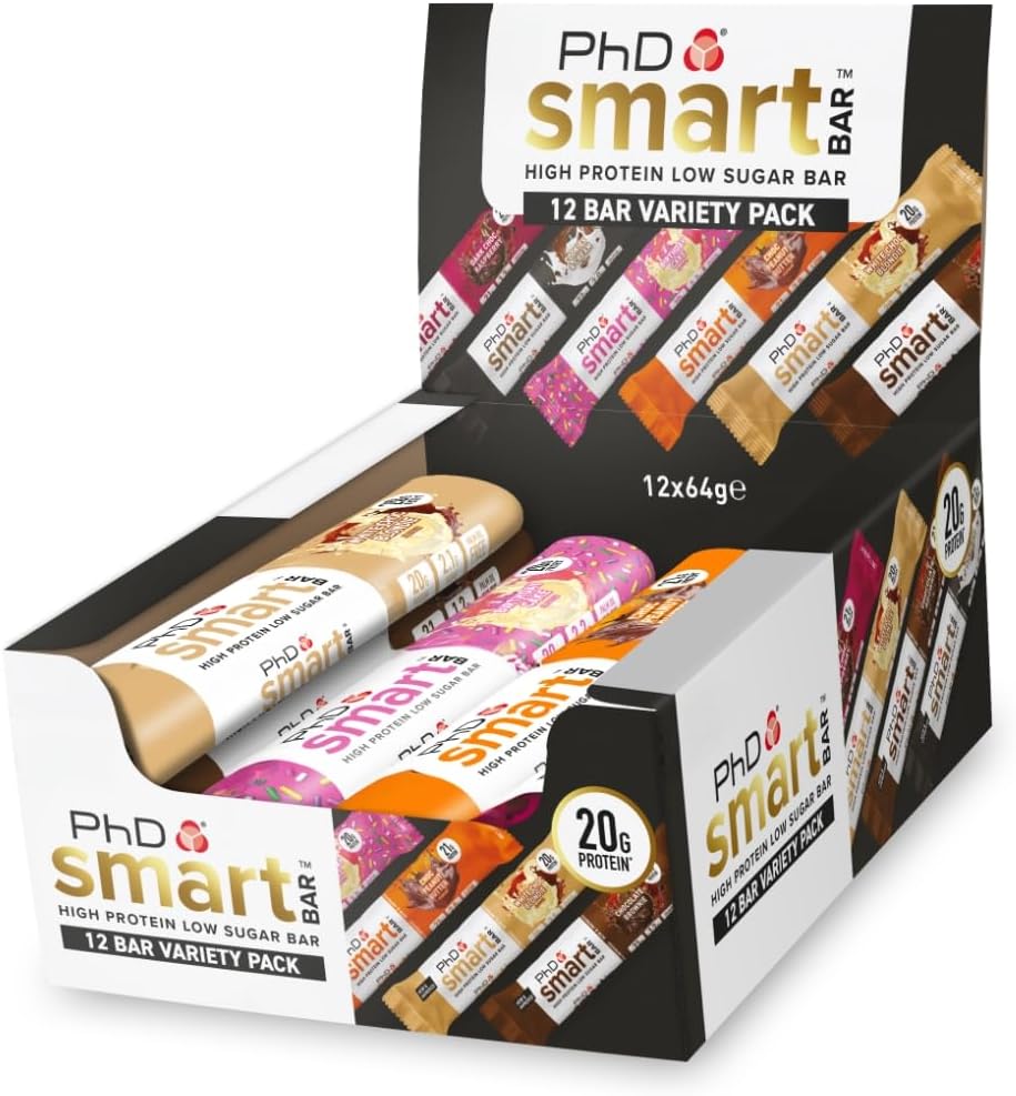 Phd Nutrition Smart Protein Bar Low Calorie, Nutritional Protein Bars/Protein Snacks, High Protein Low Sugar, Chocolate Mocha Flavour, 20G Of Protein, 64G Bar (12 Pack)