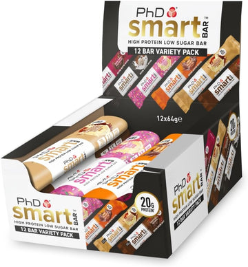 Phd Nutrition Smart Protein Bar Low Calorie, Nutritional Protein Bars/Protein Snacks, High Protein Low Sugar, Cookies And Cream Flavour, 20G Of Protein, 64G Bar (12 Pack)