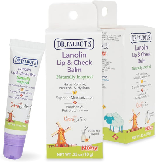 Dr. Talbot's Lanolin Lip & Cheek Balm for Baby, Naturally Inspired with Citroganix,Vanilla Milk Flavor, 2 Pack, 0.35 Ounce