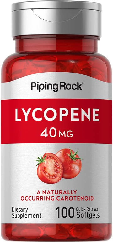 Piping Rock Lycopene Supplement | 40mg | 100 Softgels | Carotenoids | Non-GMO, Gluten Free