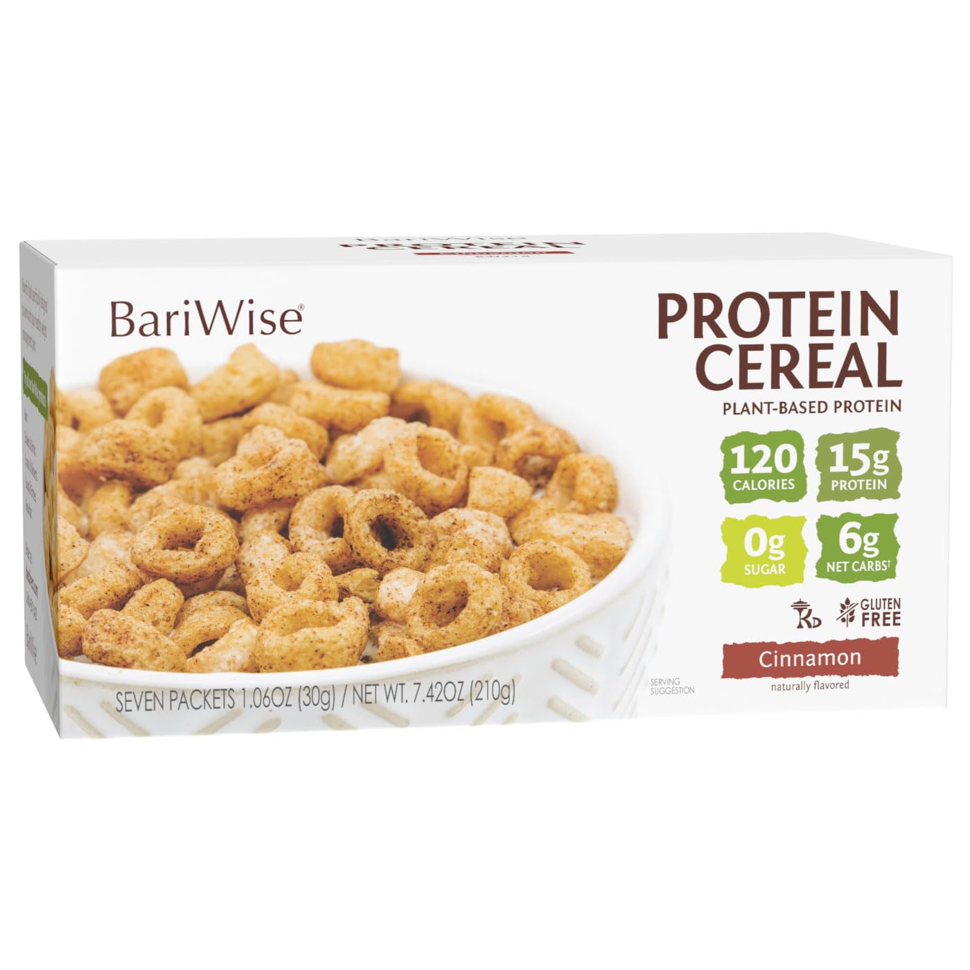 Bariwise Protein Cereal, Cinnamon, Zero Sugar, Gluten Free, Keto Friendly & Low Carb (7Ct)