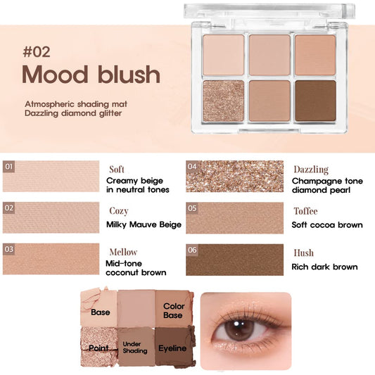 Bbia Ready To Wear Eye Palette - Ultimate Eyeshadow Palette Blendable & Buildable Shade Soft Texture Shimmer Finish Gorgeous Pearls Daily Eye Shadow Colors Vegan Korean Eye Makeup (02 Mood Blush)