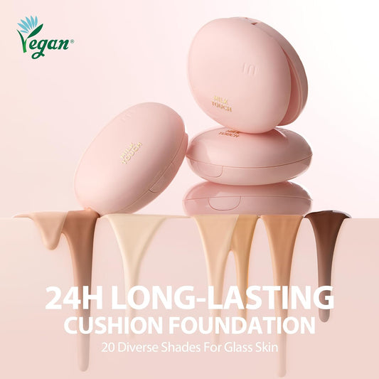 Milktouch Cushion Foundation, 24H Flawless Skin, Radiant Shine, No Oxidation, Long-Lasting, Non-Creasing, 60% Hydrating Skincare Infused Korean Foundation, Valentines Gifts (25C Ginger)