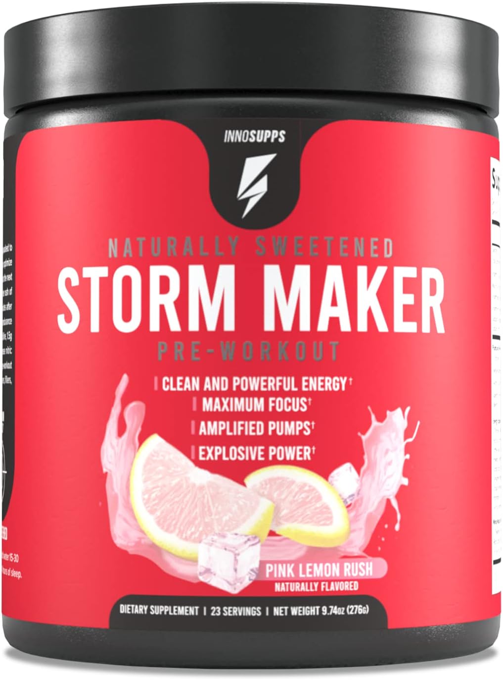 Innosupps Storm Maker Pre Workout | Long Lasting Energy | Organic Caffeine |Green Tea Extract | L-Citruline | No Artificial Sweeteners (Pink Lemon Rush)