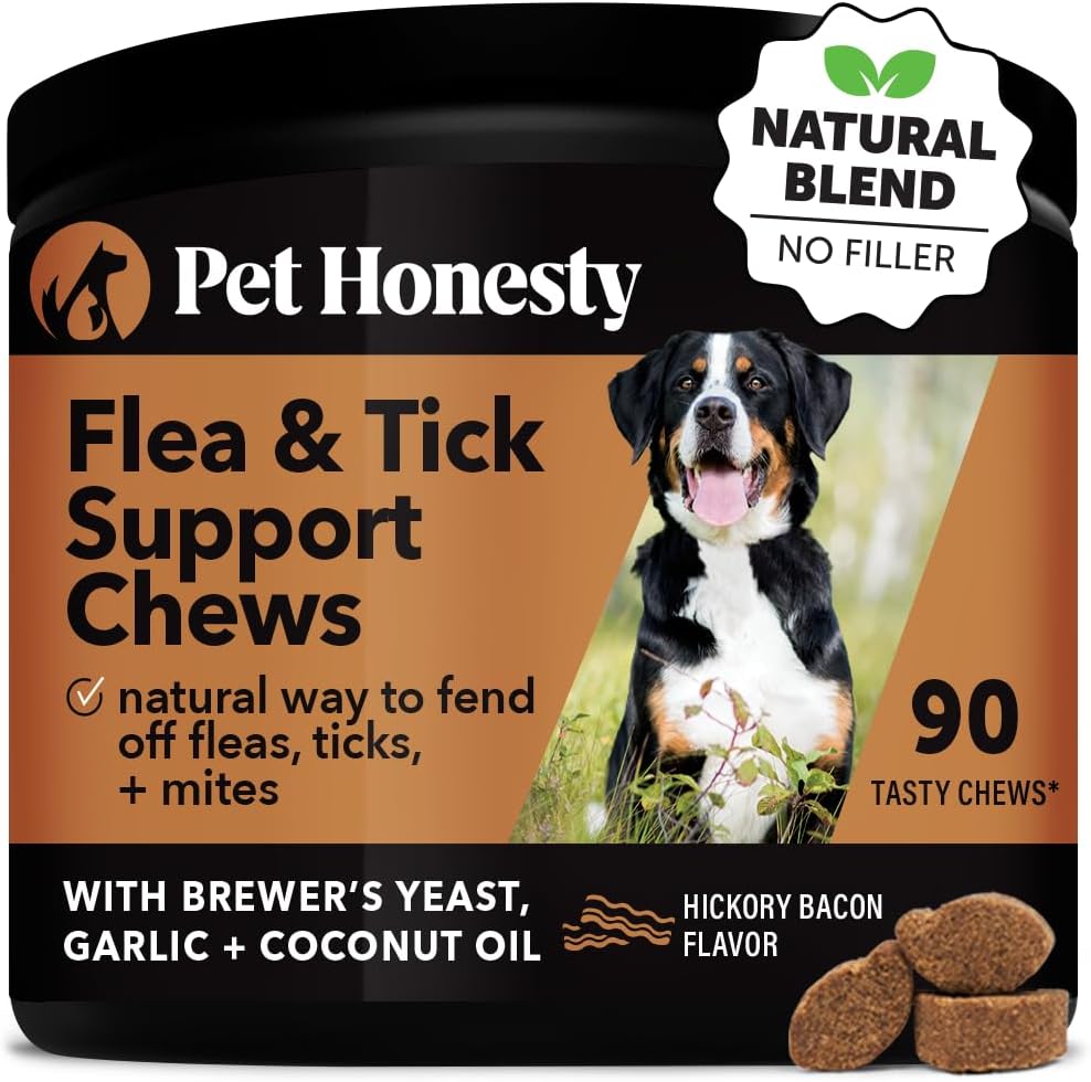 Pet Honesty Flea And Tick Prevention For Dogs Supplement - Natural Flea And Tick Chews For Dogs, Oral Flea Pills, No Harsh Chemicals, Natural Way To Enjoy The Outdoors - Bacon (90 Count)