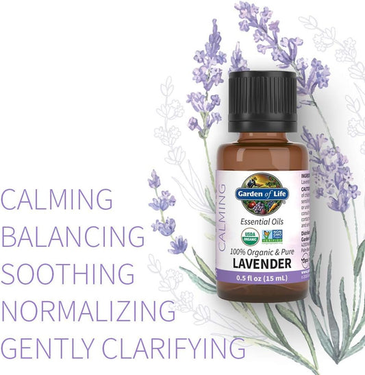 Garden Of Life Essential Oils Starter Pack Lavender, Peppermint, Lemon, Tea Tree, 100% Usda Organic & Pure, Non-Gmo, For Diffuser, Aromatherapy, 2 Fl Oz