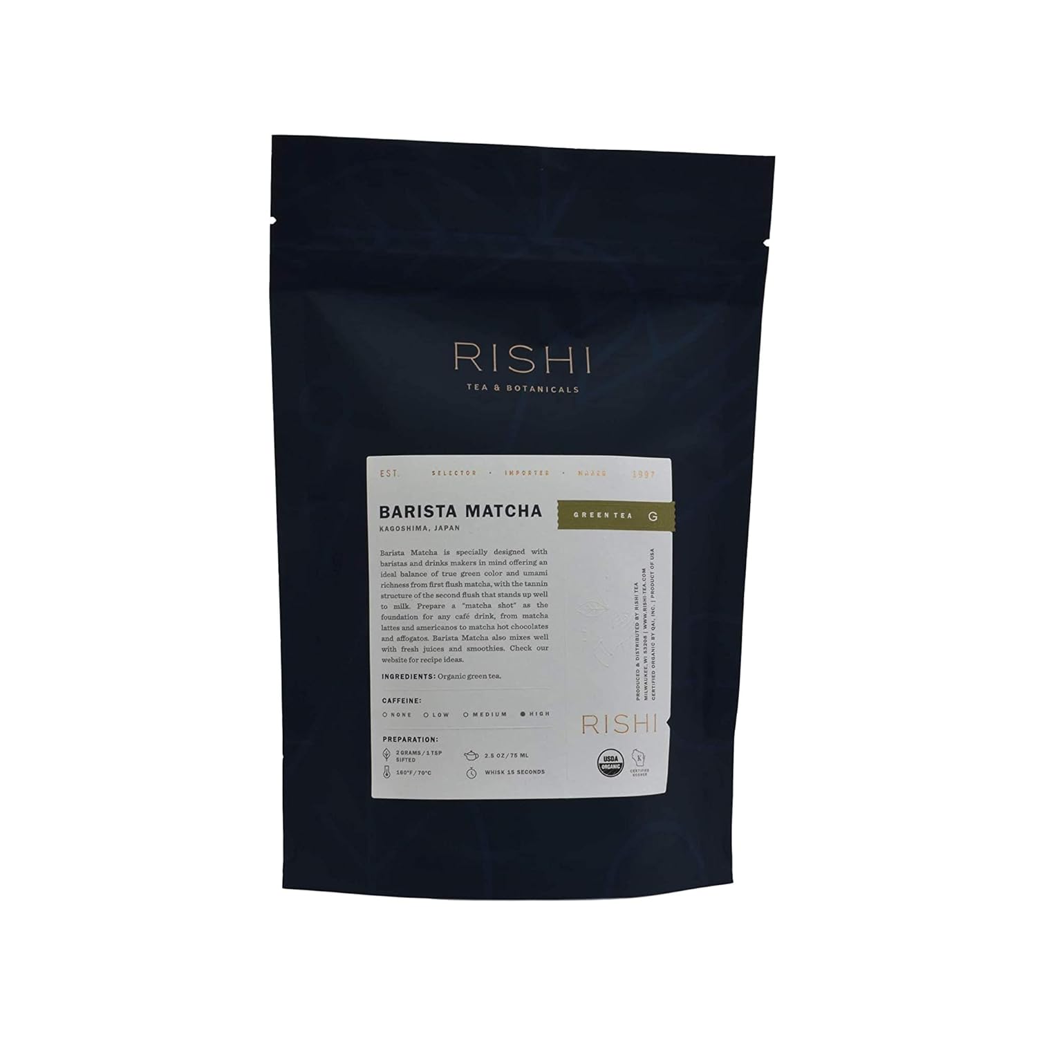 Rishi Tea Barista Matcha - Organic Matcha Green Tea Powder, Japanese Green Herbal Tea, Powdered Matcha Tea, High Caffeinated Tea, Usda Organic - 100 Grams, Makes 50 Cups