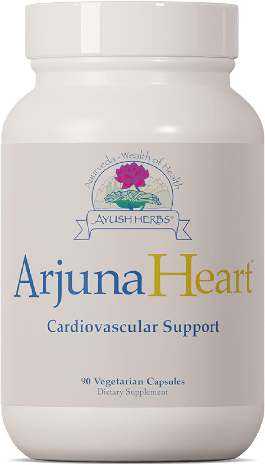 Ayush Herbs Arjuna Heart, Ayurvedic Herbal Support, Arjuna and Magnesium Supplement, 90 Vegetarian Capsules