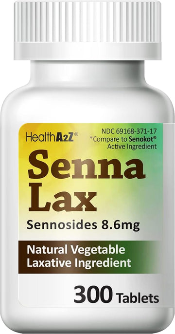 Healtha2Z® Senna Laxative | 300 Count | Sennosides 8.6Mg | Natural Vegetable | Laxative Ingredients | Overnight Relief | Bowel Movement | Relief From Constipation