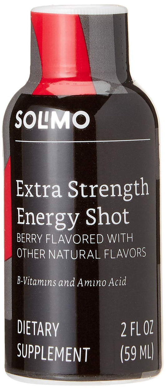 Amazon Brand - Solimo Energy Shot, Berry Flavor, 2 Fl Oz (Pack Of 12)