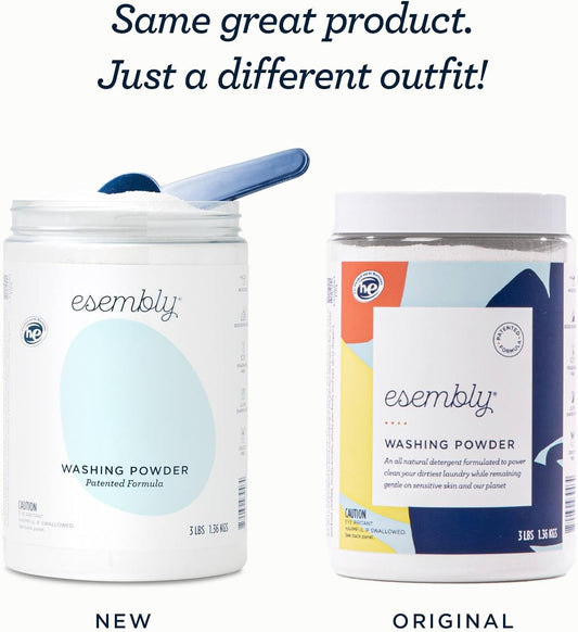 Esembly Cloth Diaper Laundry Detergent 3Lbs Refillable Canister - Washing Powder Specially Formulated To Be Gentle For Baby & Planet, Fragrance Free, Eco-Friendly - Canister With Scoop
