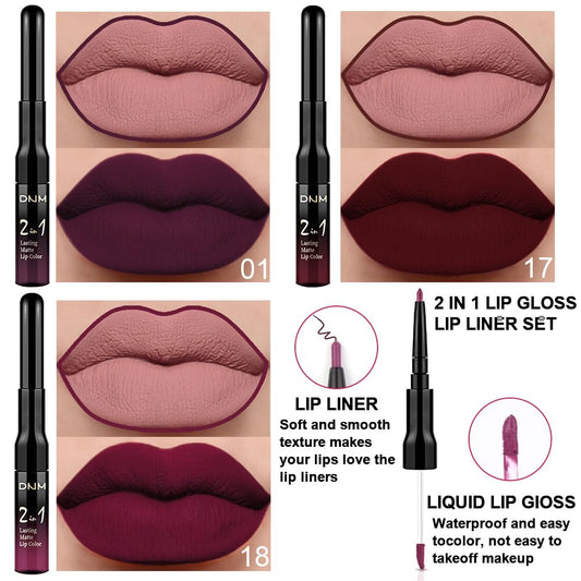 Evpct 1Pcs Deep Cranberry Red Matte Lip Liner And Liquid Lipstick Stain Makeup Set For Women, Red Long Lasting Smudge Proof Lipstick Labiales Matte Mate Larga Duracion Listip 24 Hours Originales, 39
