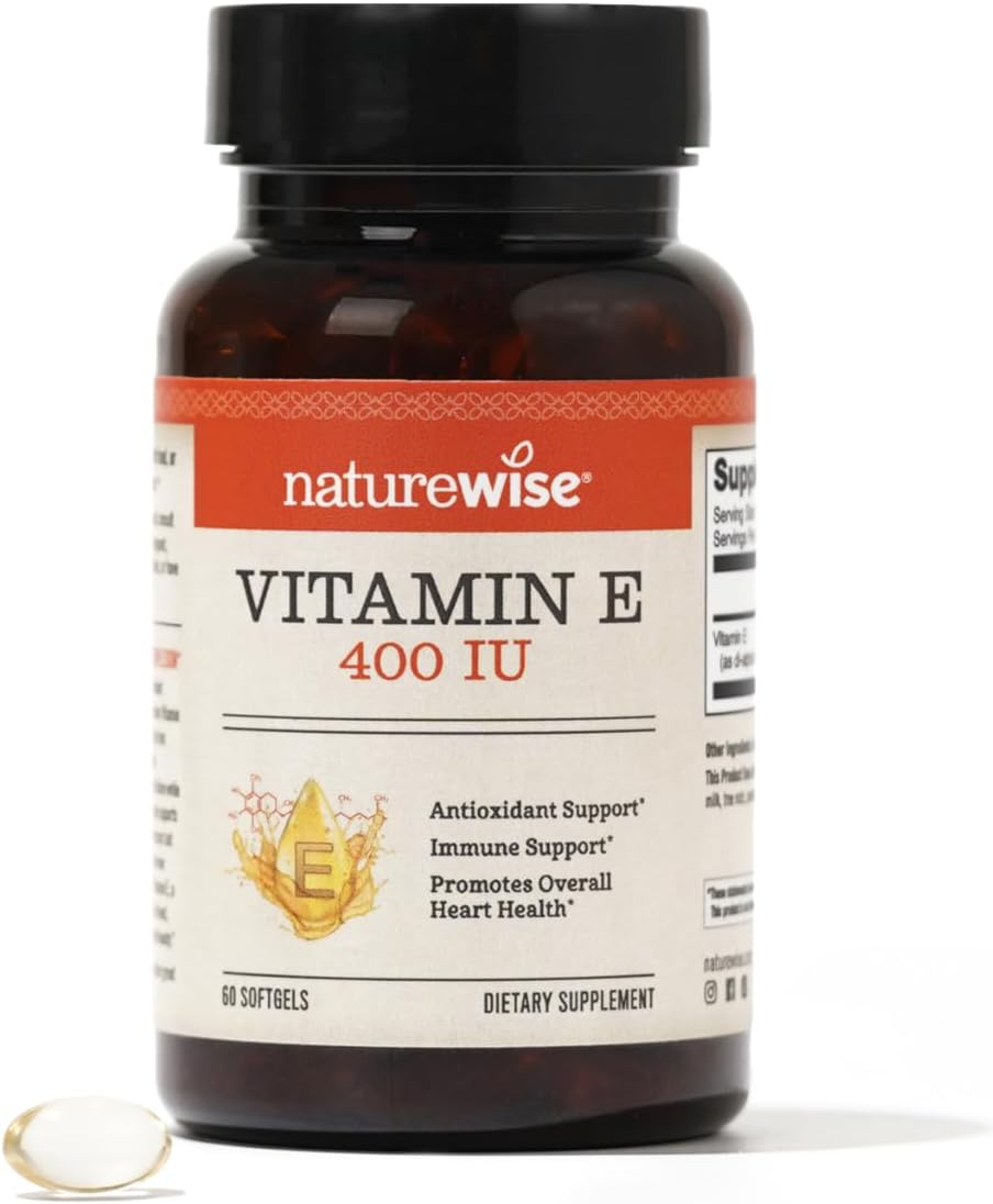 Naturewise Vitamin E 400 Iu Softgels (180Mg Dl-Alpha) - Dairy, Gluten, And Soy Free, Non-Gmo Antioxidant Dietary Supplement For Skin, Heart, Eye, And Immune Health Support - 2-Month Supply, 60 Count