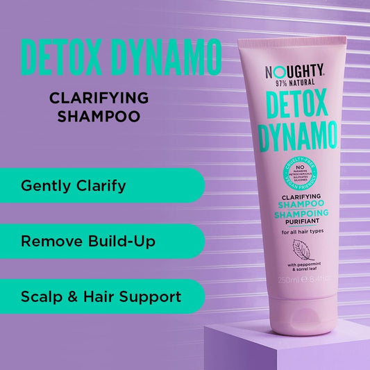 Noughty 97% Natural Detox Dynamo Clarifying Shampoo Duo To Refresh Hair And Remove Residue, With Peppermint And Sorrel Leaf, Sulphate Free Vegan Hair Care Set, Multi-Pack 2 X 250Ml