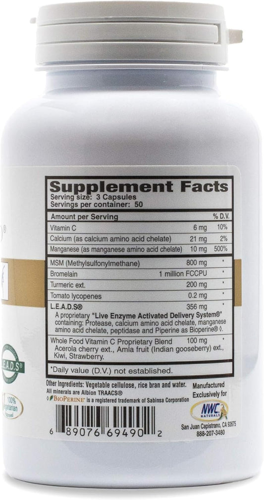 Nwc Naturals Msm Gold – Systemic Enzyme Supplement With Turmeric, Tomato Lycopene & Bioperine For Nutrient Absorption – Joint & Muscle Support – 150 Antioxidant-Rich Vegetarian Capsules