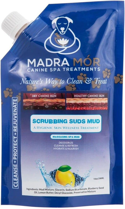 Madra Mor Scrubbing Suds Pouch - Invigorating Canine Cleansing Spa | Exfoliating Scrubbing Action | Elevate Your Dog'S Bath Time With Madra Mor'S Transformative Scrubbing Suds, 296Ml
