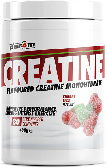 Per4M Creatine Powder | 80 Servings Of Micronised Creatine Monohydrate | Performance & Strength | 8 Flavours (400G, Strawberry Lime)
