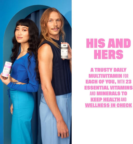 Health By Habit His & Hers Kit - Men's Multi Supplement (60 Capsules) & Women's Multi Supplement (60 Capsules), Non GMO, Sugar Free