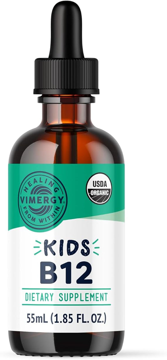 Vimergy USDA Organic B12, 30 Servings ? Alcohol Free B-12 Liquid Vitamin - Supports Brain Energy, Nervous System, Cognition, Memory - No Gluten, Non-GMO, Vegan & Paleo - Naturally Sweet