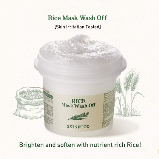 SKINFOOD Rice Mask Wash Off 3.5oz / Gently Exfoliates the Skin / Brightening and Softening with Nutrient Rich Rice