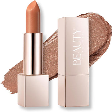 Beauty Searcher Metallic Shine Lipstick 3D Makeup For Woman Velvet Matte Lipsticks Moisturizing No-Stick Cup Lip Makeup, Long Lasting Waterproof Shine Lipstick(Nude Gold)