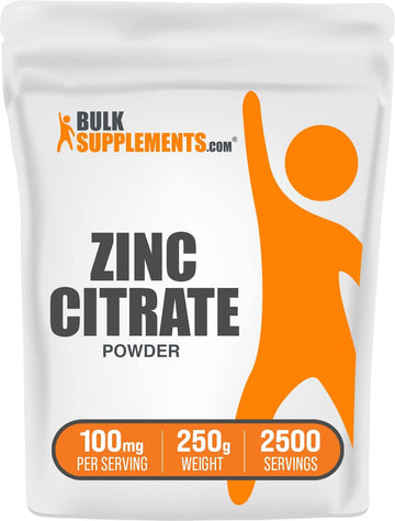BulkSupplements.com Zinc Citrate Powder - Zinc Supplements, Zinc 30mg,