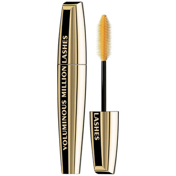 L’Oreal Paris Makeup Voluminous Million Lashes Mascara, Volumizing, Defining, Smudge-Proof, Clump-Free Lengthening, Collagen Infused Eye Makeup, Amplifying Mascara Brush, Blackest Black, O.3 Fl Oz