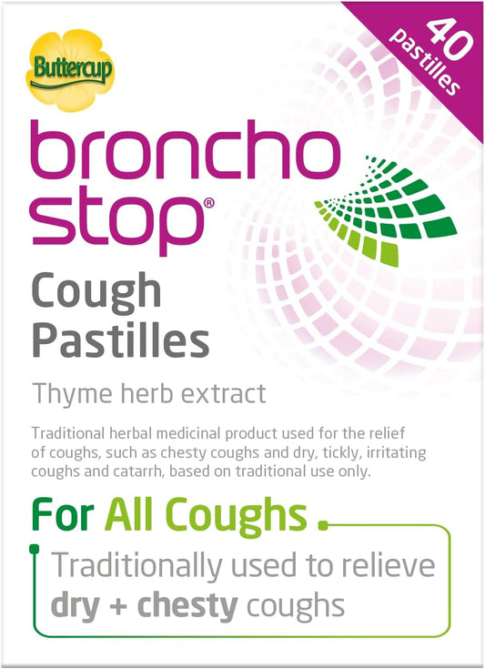 Bronchostop Cough Pastilles – Traditionally Used To Relieve Any Type Of Cough - Pack Of 80 On-The-Go Pastilles