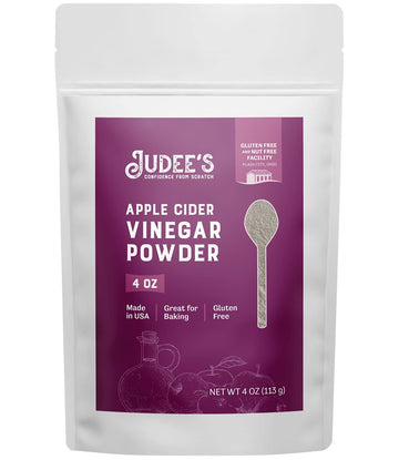 Judee'S Apple Cider Vinegar Powder 4 Oz - Gluten-Free And Nut-Free - Keto-Friendly And Great For Baking And Cooking - Add To Marinades, Glazes, Dry Rubs, And More