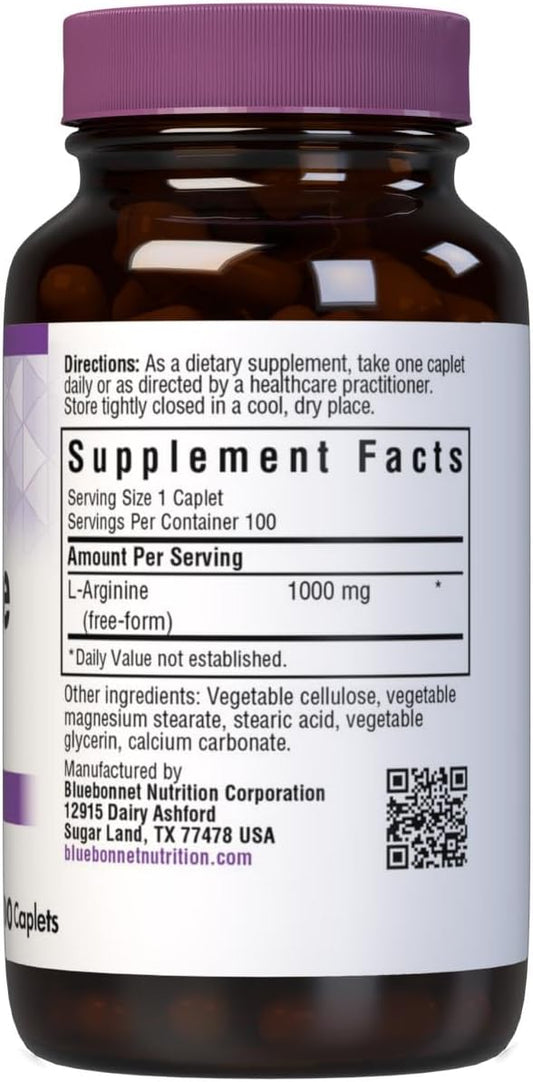 Bluebonnet Larginine 1000 Mg Vitamin Capsules, 100 Count