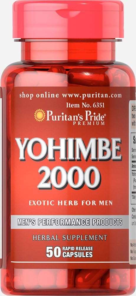 Puritan's Pride Yohimbe 1000 Mg, 50 Count, Vegetable Cellulose, Gelatin : Health & Household