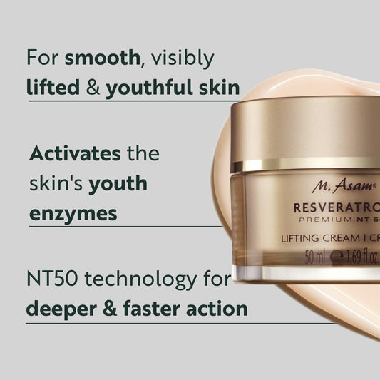 M. Asam Resveratrol Premium Nt50 Lifting Cream (50Ml) – Moisturizer Face Cream With Hyaluronic Acid, Facial Moisturizer For Firm And Smooth Skin, Vegan Skincare For Youthful Radiance