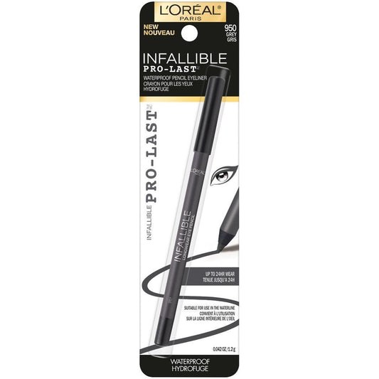 L'Oreal Paris Makeup Infallible Pro-Last Pencil Eyeliner, Waterproof And Smudge-Resistant, Glides On Easily To Create Any Look, Grey, 0.042 Oz