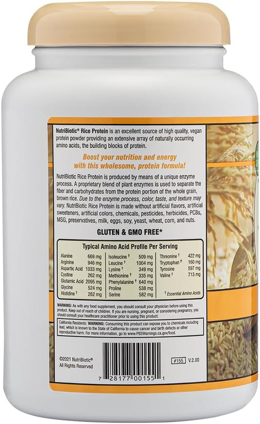 NutriBiotic ? Vanilla Rice Protein, 1 Lb 5 Oz (600g) | Low Carb, Keto-