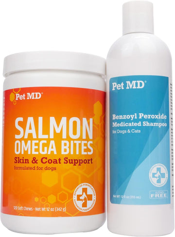 Pet Md Benzoyl Peroxide Shampoo & Pet Md Salmon Omega Bites