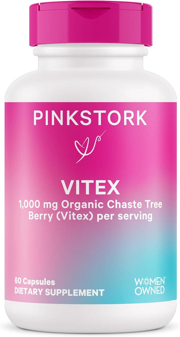 Pink Stork Vitex Supplement For Women - 1000 Mg Organic Chaste Tree Berry To Support Hormone Balance For Women - Fertility Supplements For Ovulation And Conception - 60 Capsules