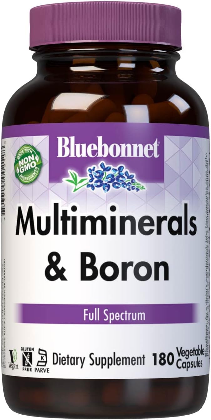 BlueBonnet Multi Minerals Plus Boron Vegetarian Capsules, 180 Count, W