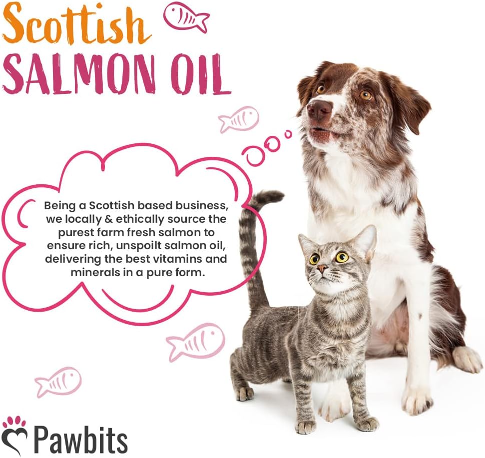 Pawbits 1 Litre Scottish Salmon Oil For Cats & Dogs - Natural Omega 3+6+9, Healthy Coat & Immune System Fish Oil :Pet Supplies