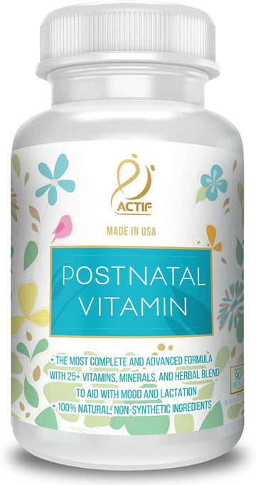 Actif Postnatal Vitamin With 25+ Organic Vitamins And Organic Herbs, Nursing And Lactation Supplement, Supports Baby'S Brain Development, Non-Gmo, Made In Usa, 90 Count