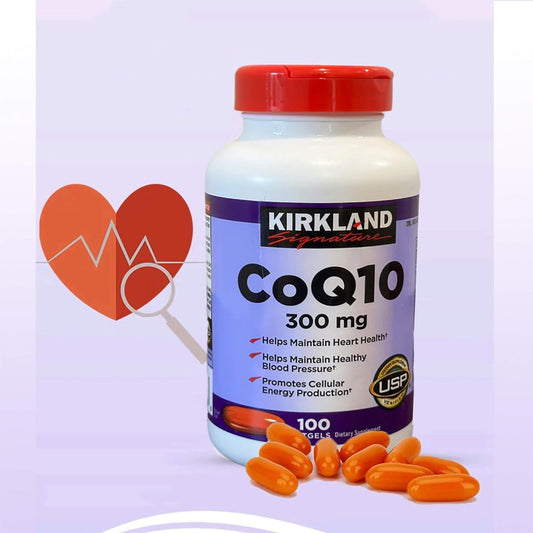 Kir-kland CoQ10 300mg,100 Softgels-Supplement for High-Absorption, Powerful-Antioxidant, Support Heart-Health & Energy-Production,100 Count (Pack of 2)