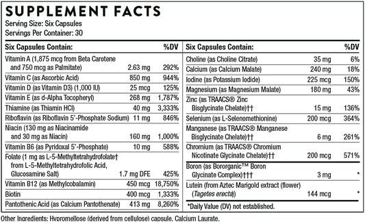 Thorne Women'S Multi 50+ - Daily Multivitamin Without Iron And Copper For Women - Comprehensive, Foundational Support - Bone And Immune System Health - Gluten-Free - 180 Capsules - 30 Servings