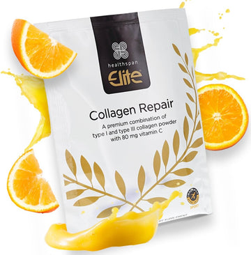 Healthspan Elite Collagen Reapir Collagen (10 X Sachets) | Orange Flavoured Drink | For Skin Elasticity & Hydration | Reduction Of Fine Lines & Wrinkles | Joint Support & Cartilage Formation