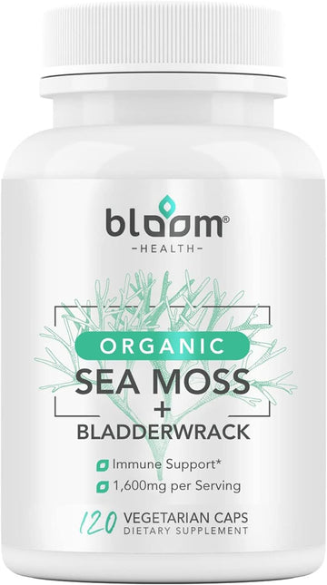 Sea Moss Supplement - Natural Irish Moss For Immune Support - Non-Gmo Seamoss Capsules For Thyroid Health - Vegan Raw Seamoss Pills With Natural Powder - 120 Vegetarian Caps