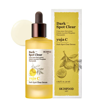 SKINFOOD Yuja C Dark Spot Clear Serum 1.69 fl.oz (50ml), 75% Yuja Extract with Niacinamide & Panthenol Blemish Care Serum