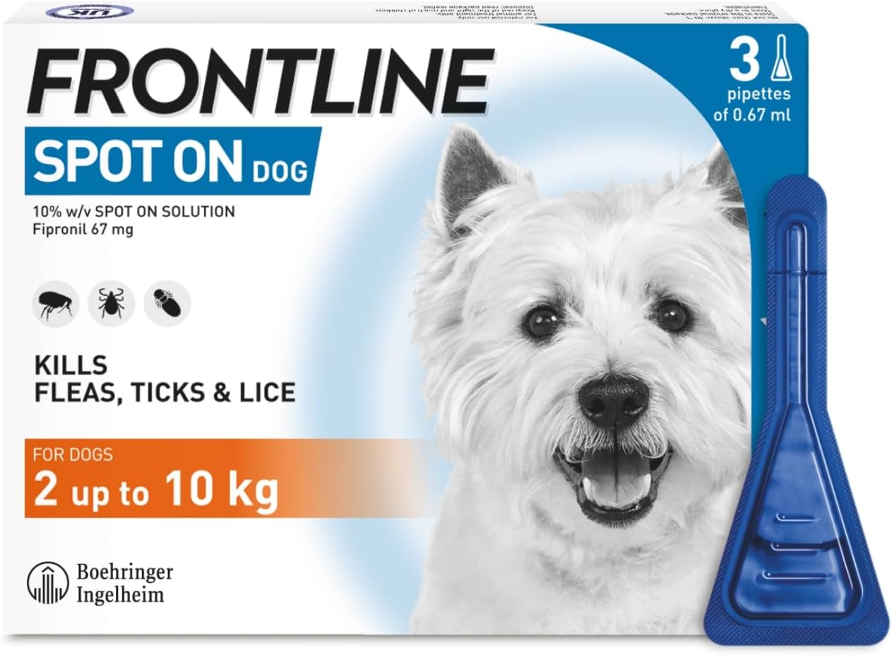 Frontline Spot On Flea & Tick Treatment For Small Dog (2-10Kg) 3 Pipettes